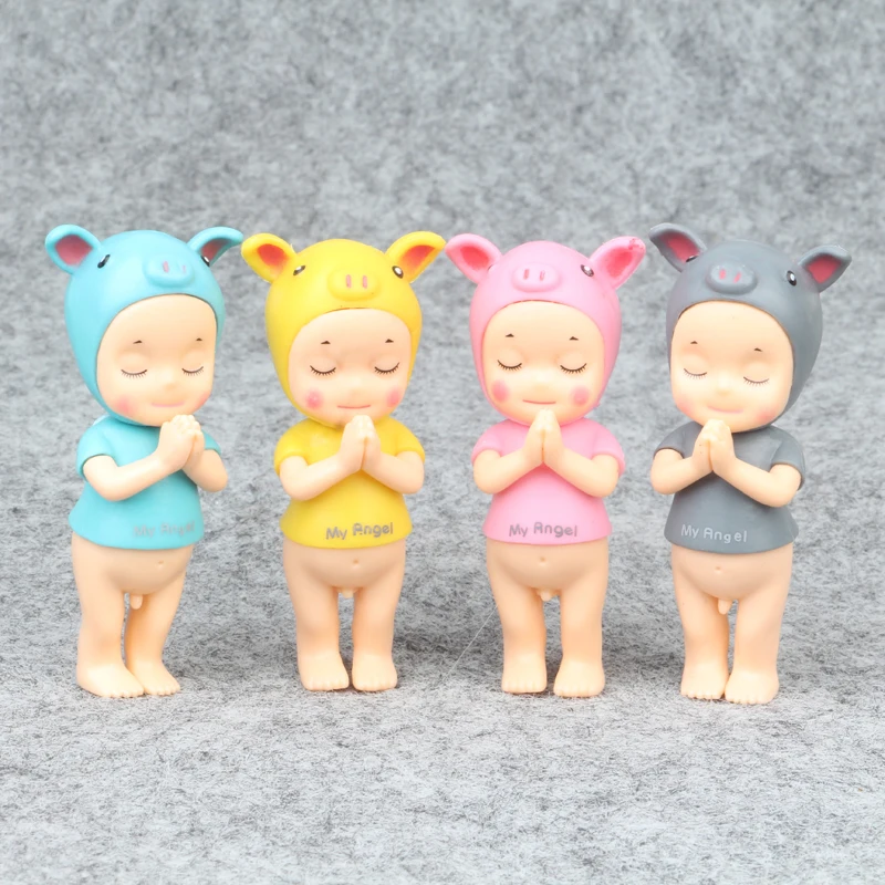 

4Pcs/Set Sonny Angel Cute Pig Style Cartoon Mini Figure Toys My Angel Dolls For Children Christmas Gift 7CM