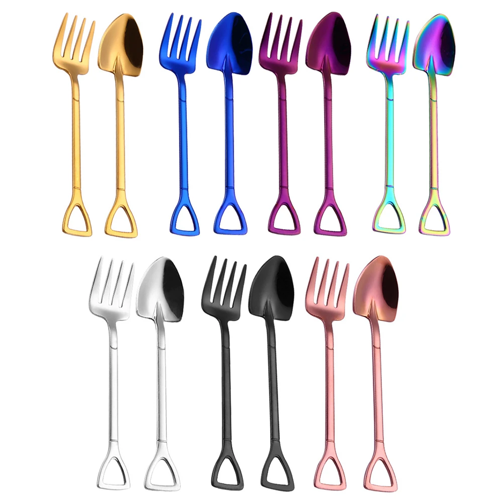 Stainless Steel Small Shovel Spoon Fork Tableware Coffee Spoon Stirring Spoon
