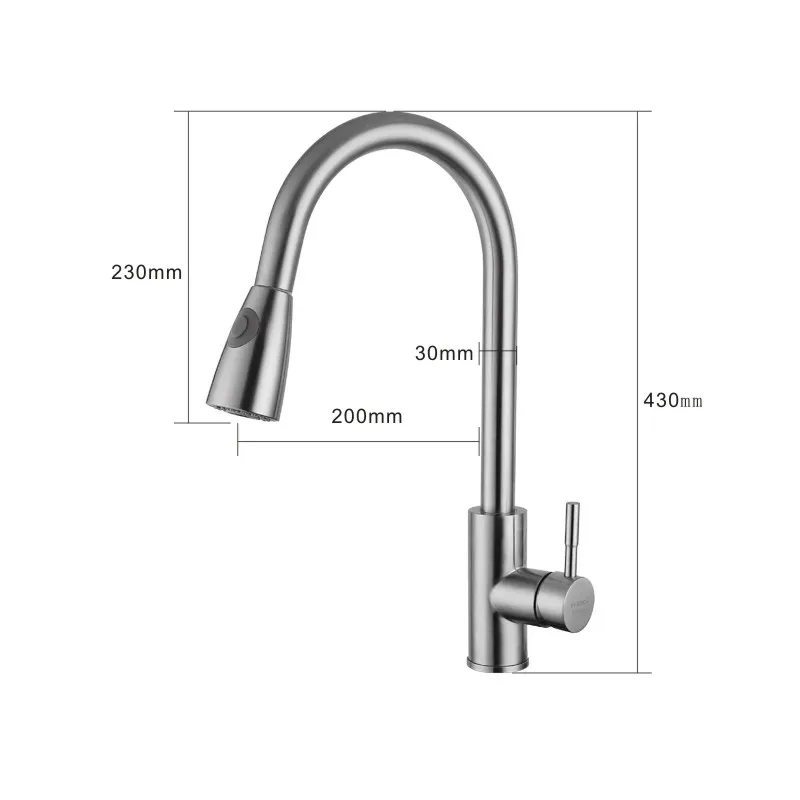 IVRICH SUS304 Stainless Pull Down Kitchen Faucet Dual Mode switchable Spout kitchen mixer pull out Sink kitchen tap VR0413