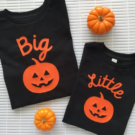 

Pumpkin Matching Sibling T-Shirt Big Pumpkin Little Pumpkin Sister Tees Halloween Matcing Honey Gift Tops Drop Ship