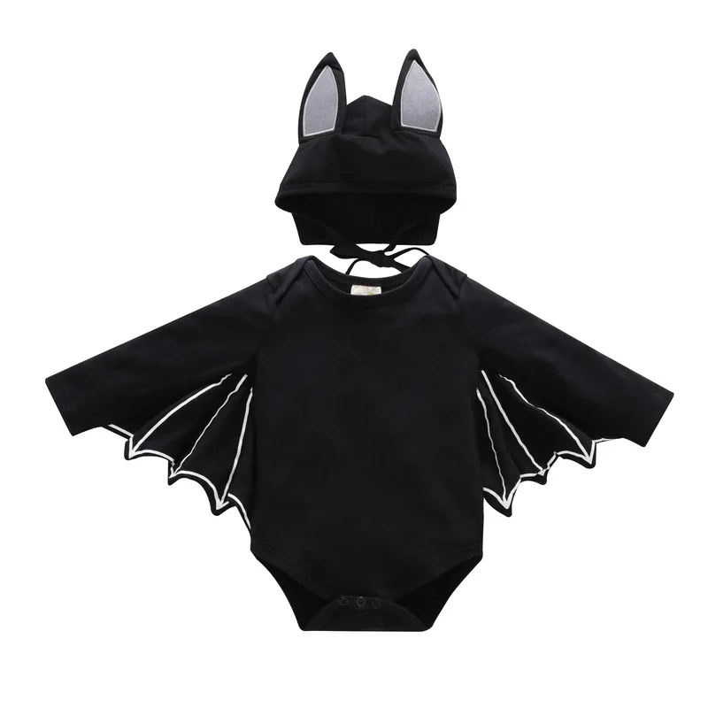 

2018 new baby halloween costume autumn and winter Cotton bat sleeve triangle jumpsuit hat two-piece