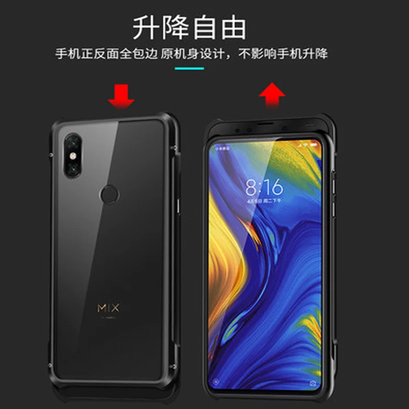 Для Xiaomi MIX 3 чехол из закаленного стекла Алюминиевый металлический бампер рамка для Xiaomi MIX3 металлический чехол-накладка в форме колонки рамка