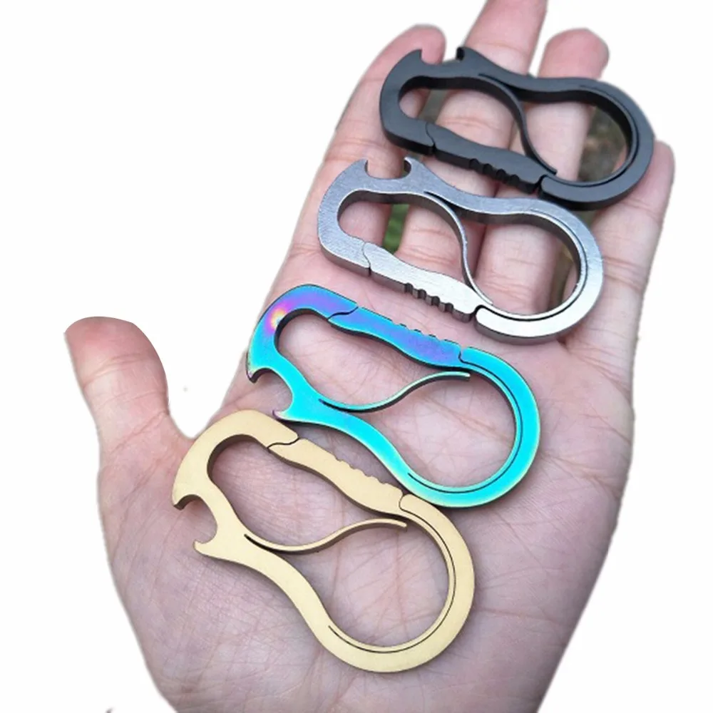 

YYEDC Mini Climbing Carabiner Keychain Clip Hook Stainless Steel Anti-Lost Backpack Gourd Shape Hanging KeyRing Buckle 4 Colors