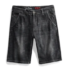 Большие размеры 42, 44, 46, 48,, летние новые мужские тонкие джинсовые шорты, классический стиль, эластичные черные комбинезоны, короткие джинсы, мужской бренд