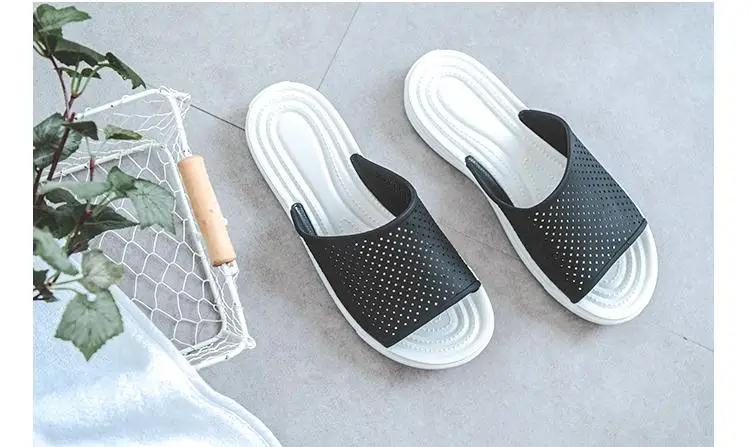 Летняя обувь Для мужчин домашние тапочки на платформе; дышащие пляжные шлепанцы без задника с открытыми пальцами Нескользящие мужские домашние для ношения на улице, Повседневные тапочки SH022203M