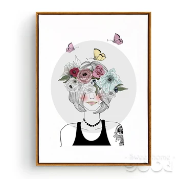 

Girl with Flowers Canvas Art Print Painting Poster, Wall Pictures for Home Decoration, Wall Decor CM033-1
