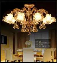 Living Room Modern Large glass cover Ceiling lights Restaurant Royal gold Alloy Crystal glass shade Led ceiling lamps Luminaria