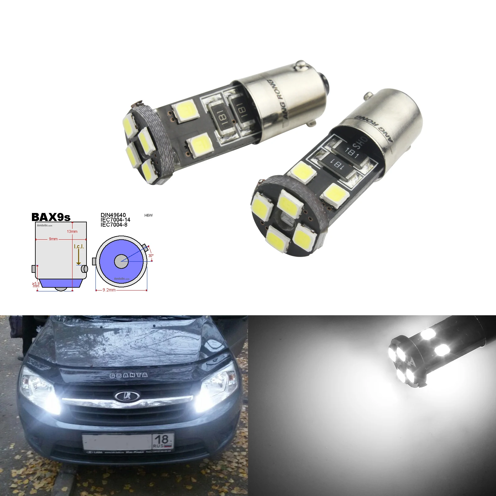 ANGRONG 2X BAX9S H6W 8 SMD светодиодный индикатор обратный дневной ходовой светильник лампа для BMW F20 F21