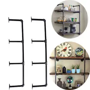 Retro Pipe Shelf Wall Mounted Industrial Style Floating Shelves