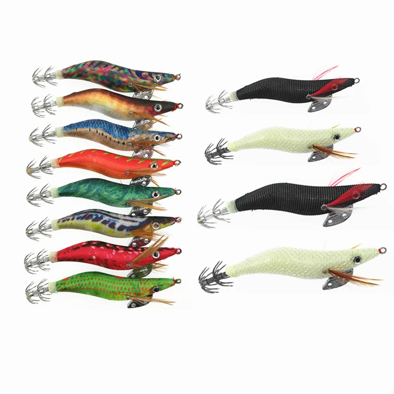 Fishing Lure 1Pcs Pesca Artificial Shrimp Squid Jig 10CM 13.5CM 2.5# 3.5# Squid Hooks White Luminous Octopus Cuttlefish Shrimp