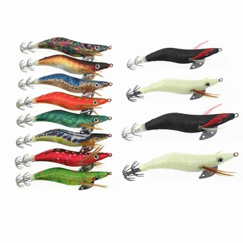 1Pcs Pesca Artificial Shrimp Squid Jig Lure 10CM 13.5CM 2.5# 3.5# Squid Hooks White Luminous Octopus Cuttlefish Shrimp Lure 7pcs fishing squid hook 10cm 10g wood shrimp artificial lure glow jigging octopus bait luminous squid jig trout lure