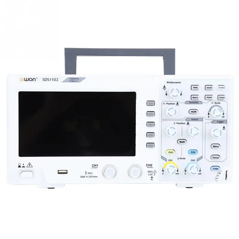 

OWON SDS1102 Oscilloscope 2-Channel Digital Oscilloscopes 100MHZ Bandwidth 1GS/s High Accuracy Oscillo scope US/ EU Plug