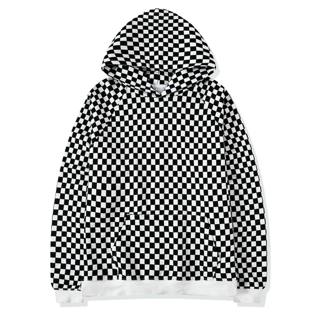 US $26.89 QoolXCWear Plaid Lattice Grid Hoodie Men Justin Bieber Chess FOG Hip Hop Skateboards Cotton 100 Fl