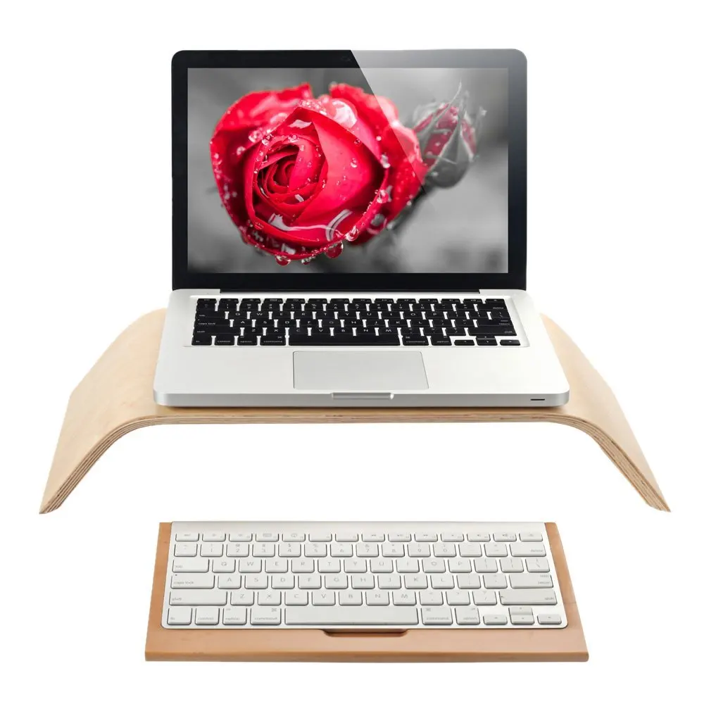 

SAMDI Wooden Elevator Desktop Stand Computer Monitor Height with Keyboard Stand for iMac PC Notebook Laptop