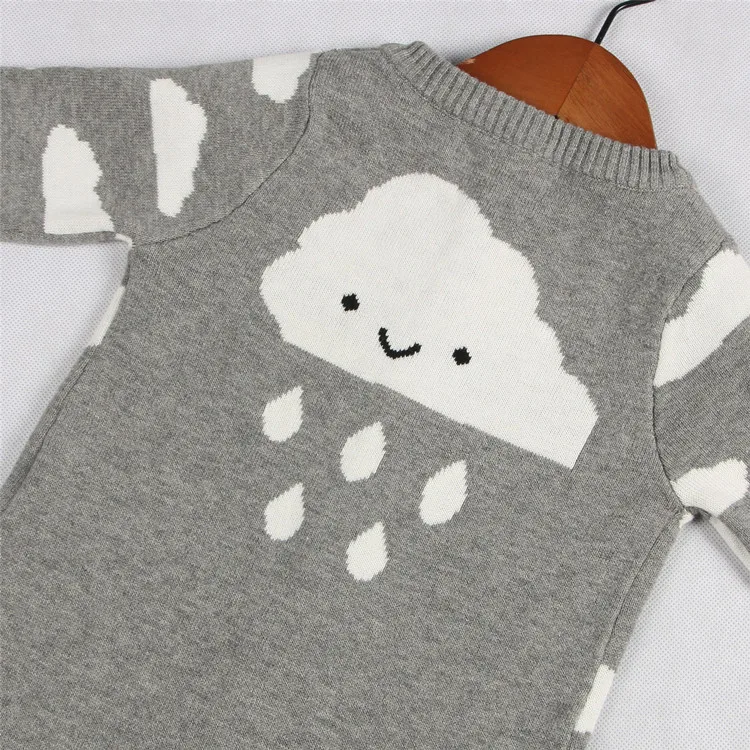 Г. Осень-зима, милый Вязаный комбинезон для маленьких мальчиков и девочек, комплект одежды с длинными рукавами и рисунком дождевых облаков, комбинезон для новорожденных
