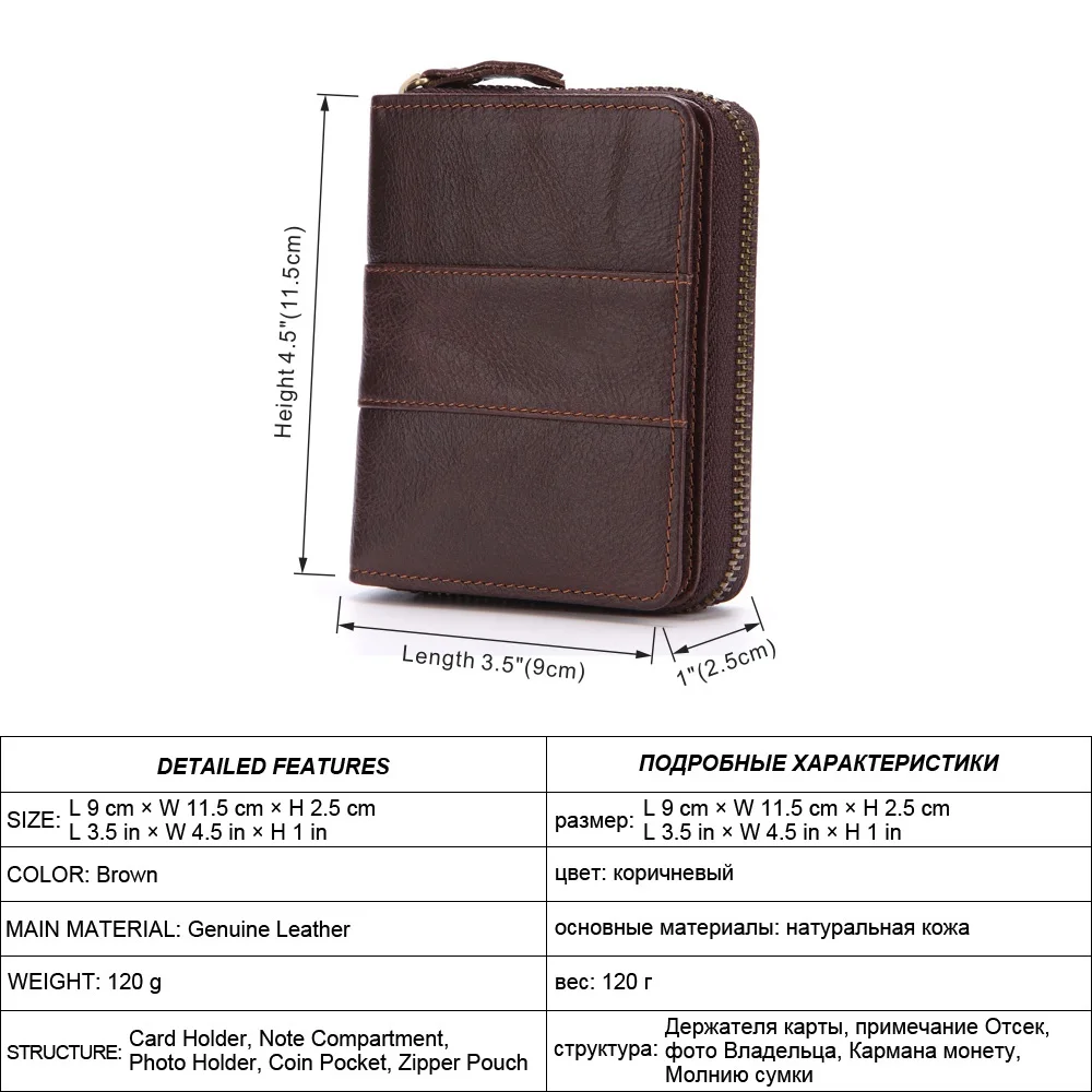 Kopen MISFITS Lederen Portemonnee Mannen Vintage 100% Koeienhuid Lederen Portemonnee Zip Broekzak Portomonee Mannelijke Korte Portemonnee Kaarthouder