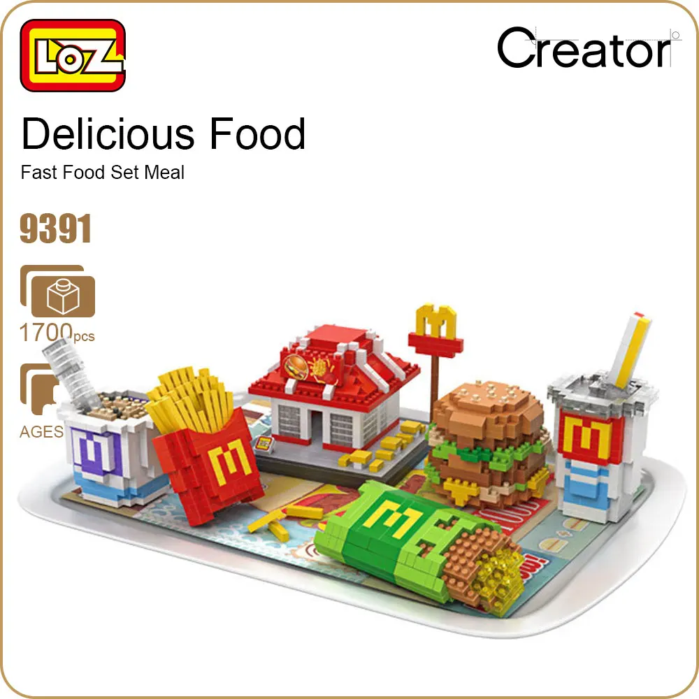 LOZ Diamond Blocks Fast Food Set Meal Building Block Food Fries