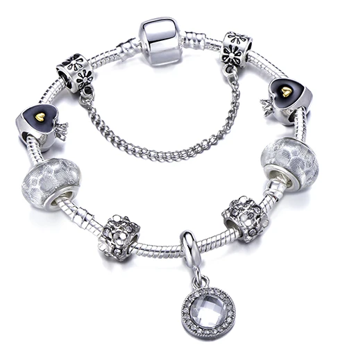 OCTBYNA, модный посеребренный браслет с хрустальными шариками и бусинами для женщин, Браслет-манжета на цепочке, брендовый браслет, лучший друг - Окраска металла: AE0219