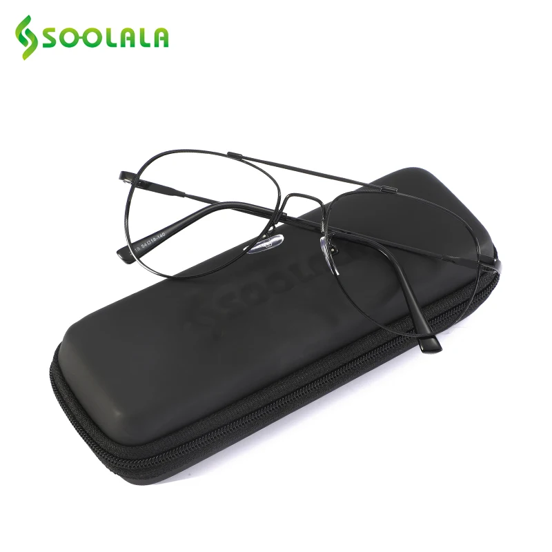 Skup SOOLALA Retro pamięć ramy metalowe okulary do czytania dla mężczyzn kobiety niestandardowe okulary dla osób z krótkowzrocznością czytnik + 1 + 1.5 + 2 + 2.5 + 3