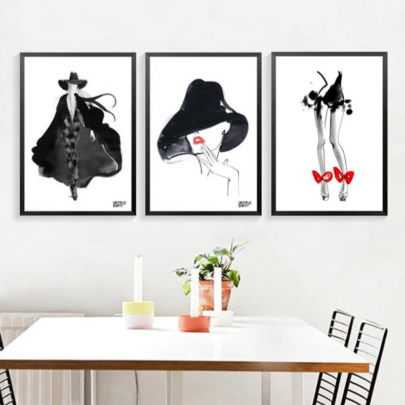 Black-Canvas-Painting-Canvas-Print-Abstract-Figures-Minimalist-Wall-Art-Fashion-Women-Wall-Painting-Home-Decor