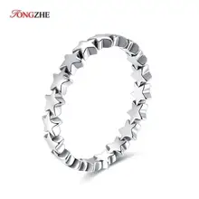 

TONGZHE Women Rings White Gold Crafts Stars Wedding&Engagement Ring Cubic Zirconia Rings For Women Jewelry Anillos Free Shipping