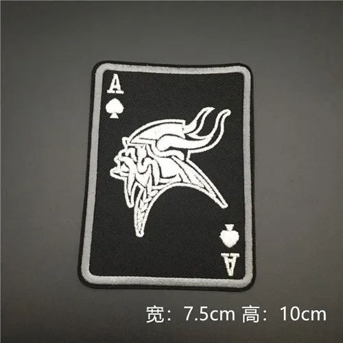 Карты смерти покер Ace of Spades нашивки вышивка тактическая нашивка для одежды сумка панк военные нашивки значки - Цвет: iron on