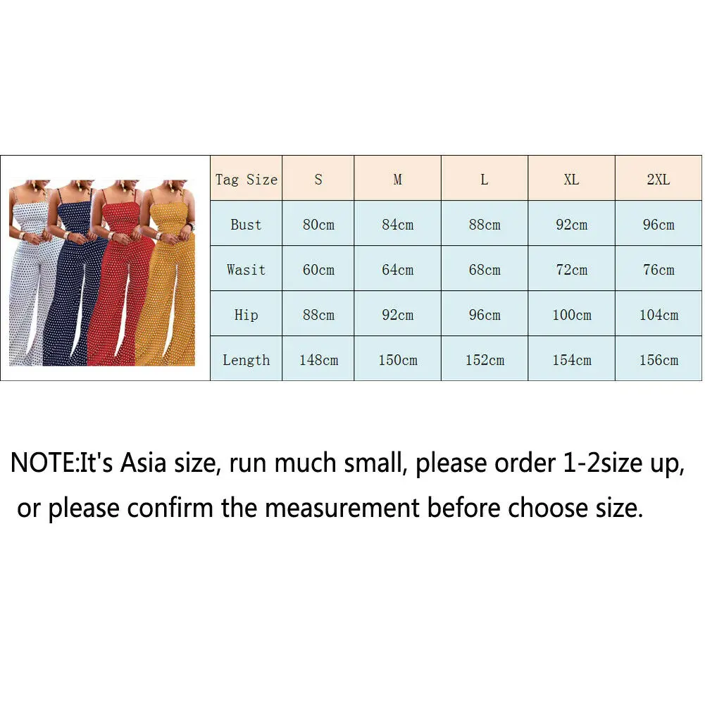 Hot Women Fashion Dot Sleeveless Backless Playsuits Female Summer Clubwear Playsuit Bodycon Party Jumpsuit Long Pants S-2XL