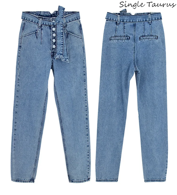 Высокая Талия джинсы с застежкой на пуговицах Для женщин высокое уличный стиль снег вареная синяя джинсовая ткань брюки Femme Ins Fashionnova джинсы с поясом