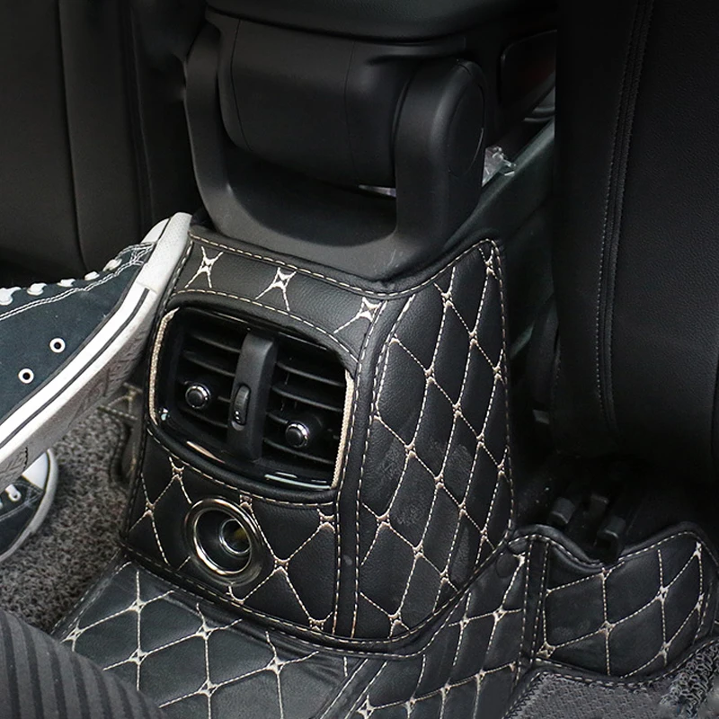 

Leather Rear Vent Air Condition Outlet Protection Cover Anti Kick Mat Pad for MINI Countryman F60 Interior Styling Black