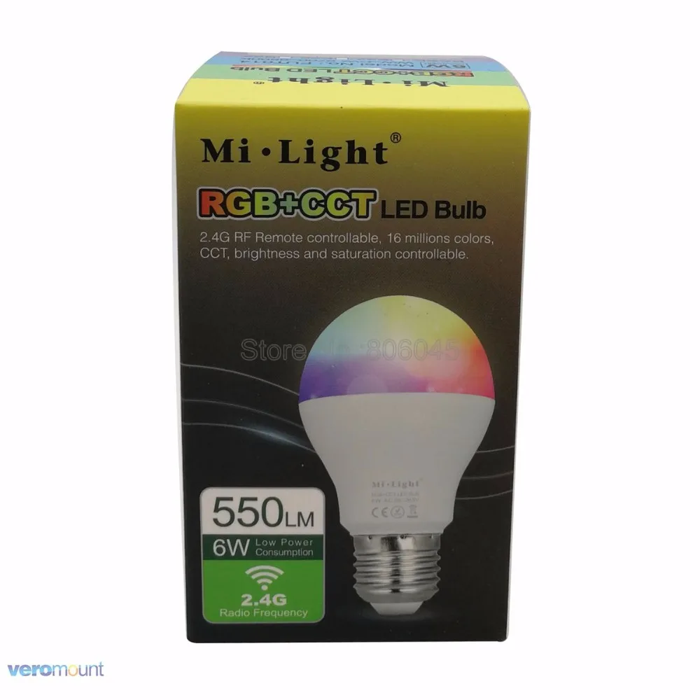 Светодиодный прожектор MiLight E27 6 Вт RGB + CCT FUT014 110 В 220 полноцветная смарт лампа с