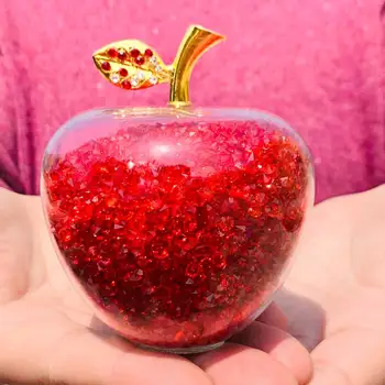 

Red Christmas Crystal glass Apple Miniature With Colored Stuffing Luxury Glass Xmas Gifts Crafts Home Decoration Accessorie