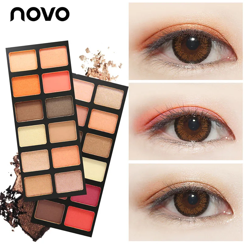 

NOVO Brand 12color Shimmer&Matte Eyeshadow Platte with Brush Waterproof Natural Beauty Eyes Makeup Pigment Professional Cosmetic