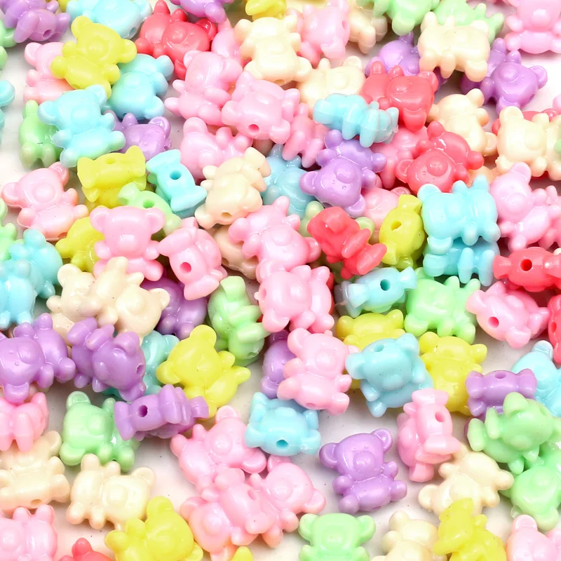 

100Pcs Mixed Bear Acrylic Beads 12X13mm For Jewellery Marking Loose Spacer Beads Bracelet Necklace Charm Jewelry Finding