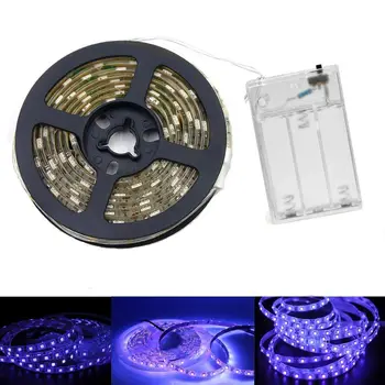 

USB / Battery Powered 5V UV led strip light 395-405nm Ultraviolet 5050 SMD 30led/m Flexible blacklight DJ Fluorescence party 2m