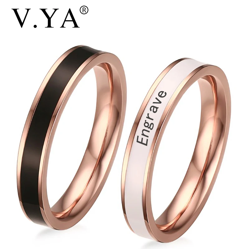

V.YA 2019 New Style Customized Rings For Couple Stainless Steel Simple Wedding Couples Rings for Women &Men Jewelry Gift