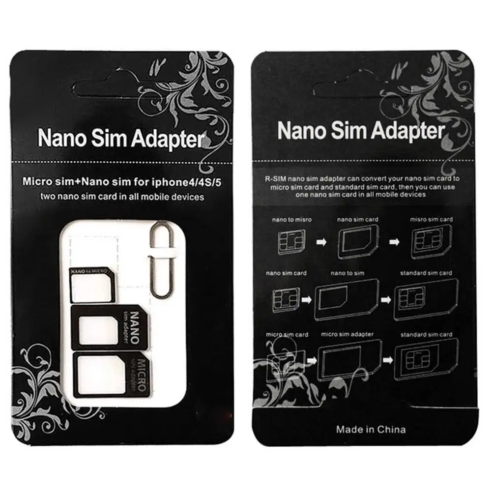 10 set sim card adapter 4 in 1 nano sim card to micro