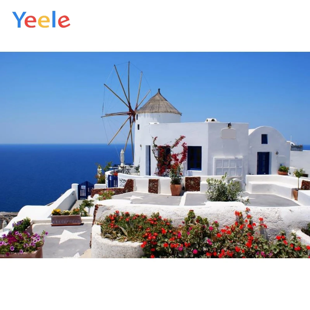 

Yeele Sea View House Wooden Windmill Scenic Photography Background Customized Photographic Backdrops For Photo Studio