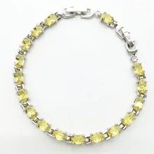Драгоценные камни стерлингового серебра цвет ювелирных изделий очаровательное Золото желтый цвет цепи браслеты для женщин