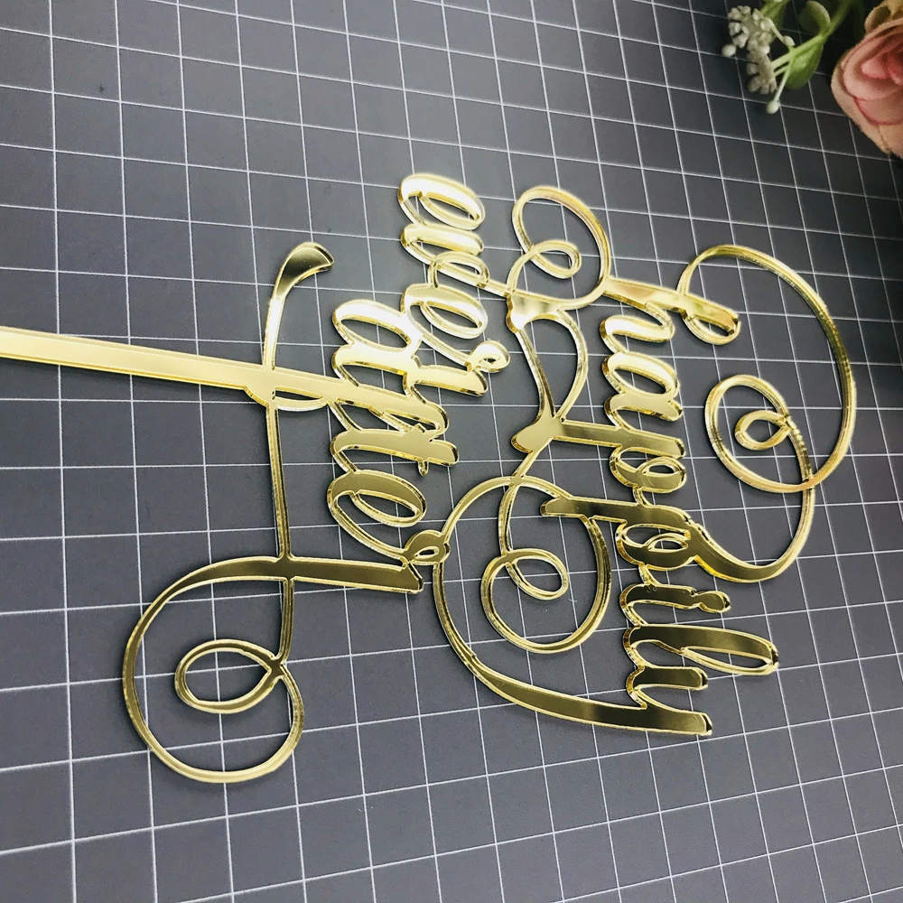 Happily Ever After Cake Topper for a Cake Gold Gillter Cake Flag To commemorate meaningful cake topper Party  Decoration Supplies (6)