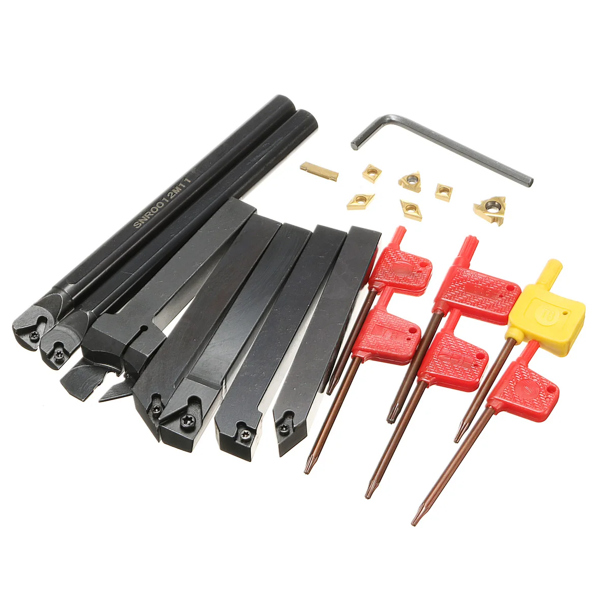 

7pcs 12mm Shank Turning Tool Holder Set Lathe Boring Bar With Carbide Inserts + 7pcs Wrenches Tools Set