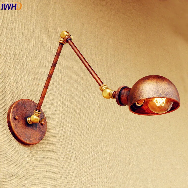

Rust Loft style Industrial Wall Light Fixtures Wandlamp Swing Long Arm Vintage Wall Lamp Retro Sconce Appliques LED Pared