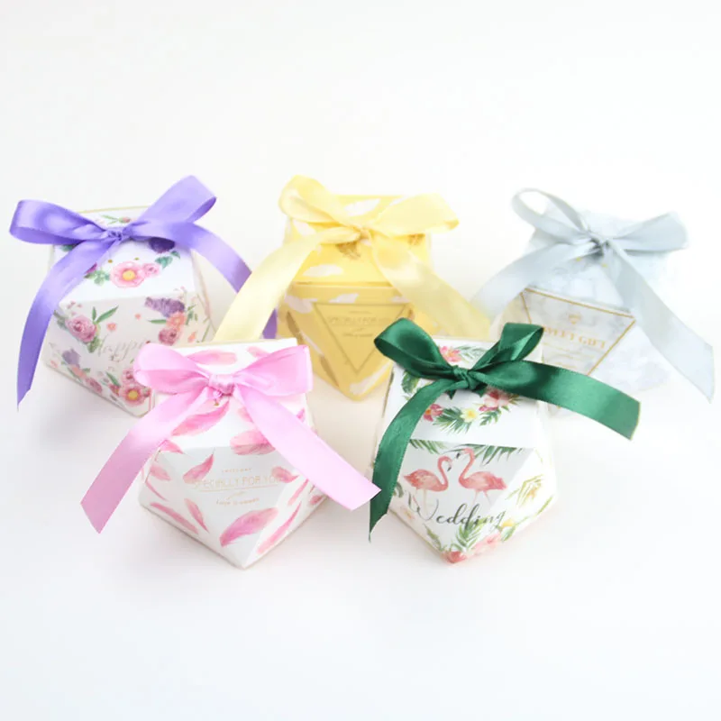 Розовый/синий бриллиант форма ребенка душ коробка конфет Свадебные сувениры и подарки коробки День Рождения украшения для гостей