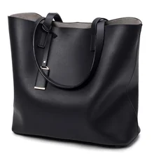 Bolsos de lujo de Las Mujeres Bolsos de Diseño de Alta Calidad Mujeres de Cuero Bolso Negro Grande de Las Mujeres Sólidas Bolsos de Hombro de Gran Capacidad de Bolso de Mano