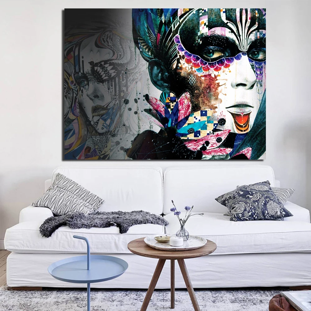 WANG-Art-Modern-Wall-Art-Girl-with-Flowers-Oil-Painting-Prints-Painting-on-Canvas-No-Frame (1)