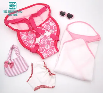 

Doll clothes for 43cm new born doll accessories and american doll Outing baby backpack, clothes, shoes, glasses