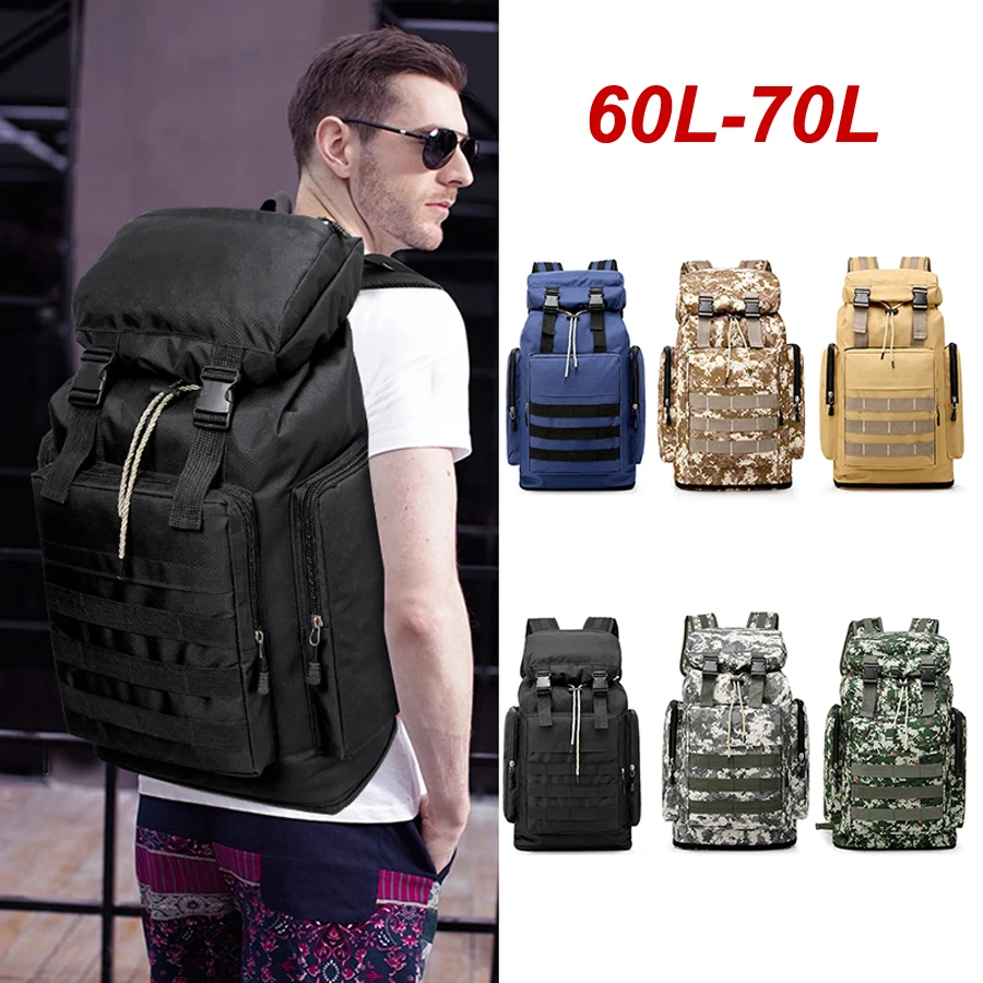 60L/70L Large Capacity Tactical Bag Military Backpack Hiking Camping Fishing Hunting Backpack Sport