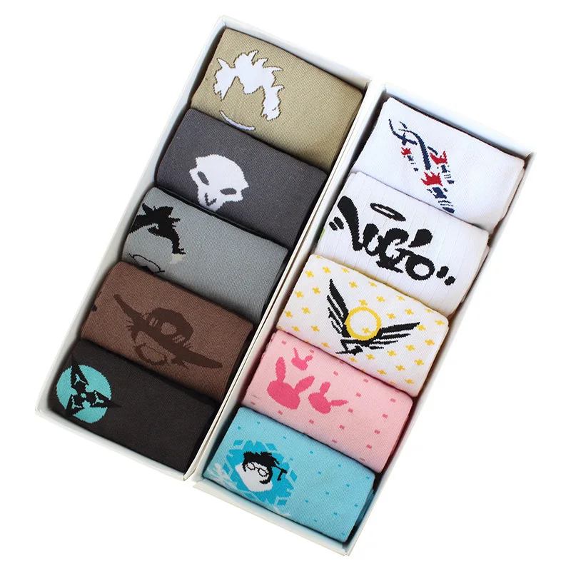 

(Ten Pairs) Game Over Reaper DVA Rabbit Genji Autumn Winter Socks Stockings Girl Boy Cosplay Accessories Christmas For Leisure