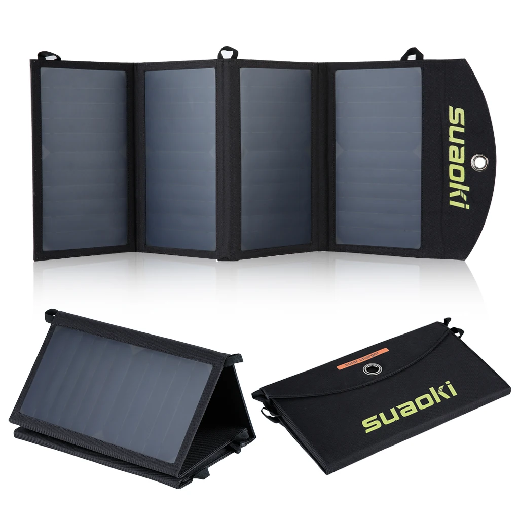 

Suaoki 25W Quadruple Solar Panel Charger High Efficiency Dual-Port Portable Foldable Charger with TIR-C Technology(Smart Current