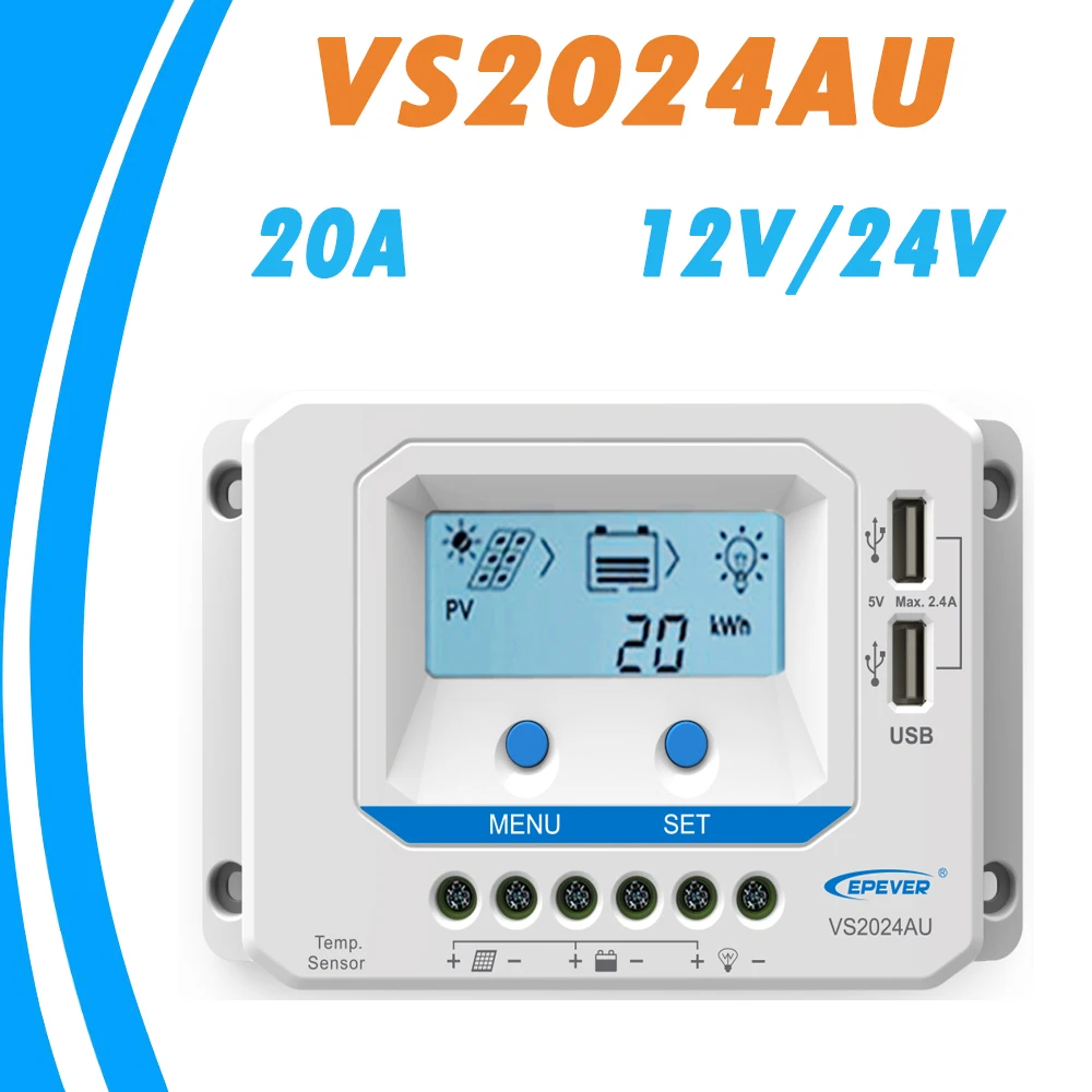 avec connecteur USB D/étection automatique 12/ V//24/ V 5/ A, 12/ V epever/® PWM r/égulateur de charge ls0512eu 1