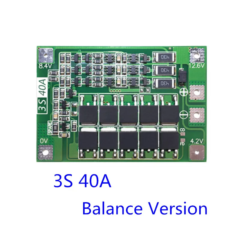 3S 30A/40A/50A/60A/100A BMS плата с балансом/для 18650 литий-ионный аккумулятор Защитная плата